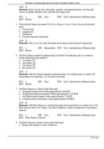 Pharmacology Clear and Simple 4th Edition TEST BANK