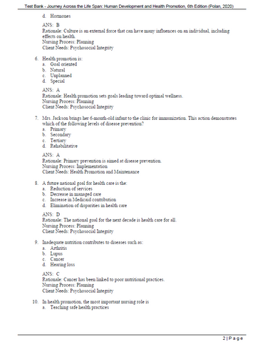 Journey Across the Life Span 6th Edition TEST BANK