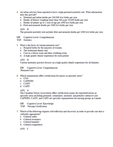 Leifers Introduction to Maternity and Pediatric Nursing in Canada 2e Test Bank