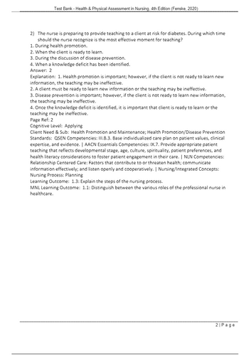 Health and Physical Assessment In Nursing 4th Edition TEST BANK