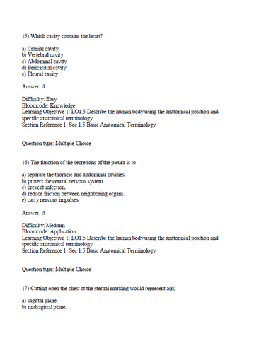 Principles of Anatomy and Physiology 16th Edition Tortora TEST BANK