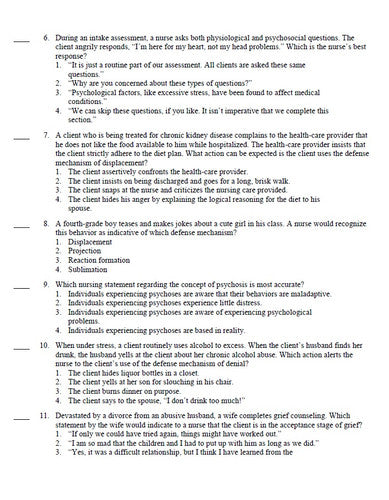 Essentials of Psychiatric Mental Health Nursing 8th Edition Townsend TEST BANK