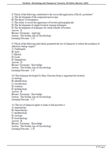 Microbiology with Diseases by Taxonomy 6th Edition TEST BANK