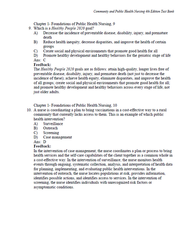 Community and Public Health Nursing 4th Edition TEST BANK