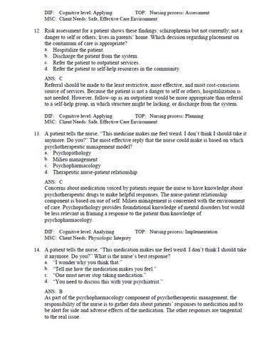 Keltners Psychiatric Nursing 9th Edition TEST BANK
