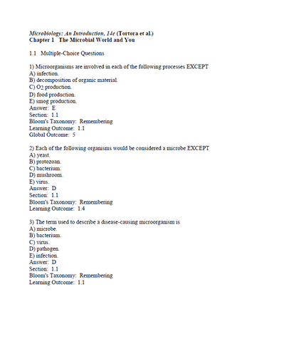 Microbiology An Introduction 14th Edition Test Bank