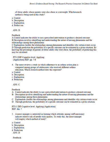 Brown's Evidence Based Nursing 5th Edition TEST BANK