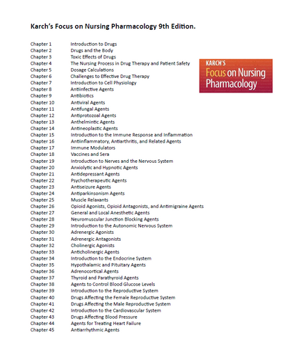 Focus On Nursing Pharmacology 9th Edition Karch TEST BANK