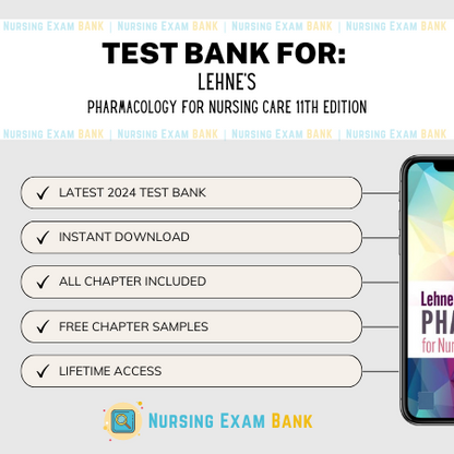 Lehne's Pharmacology for Nursing Care 11th Edition TESTBANK