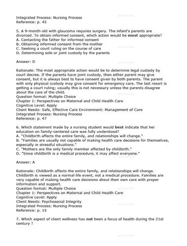 Maternity and Pediatric Nursing 4th Edition Ricci TEST BANK