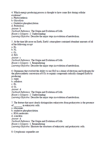 The Cell A Molecular Approach 8th Edition TEST BANK