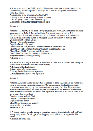 Timby's Fundamental Nursing Skills and Concepts 12th Edition Test Bank