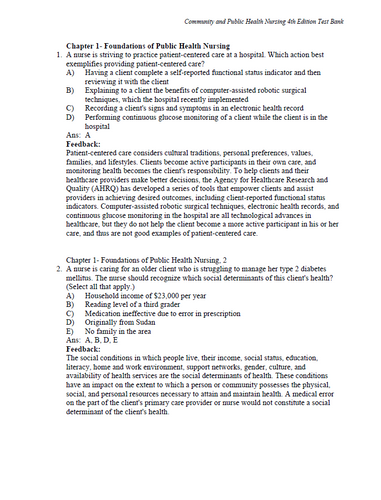 Community and Public Health Nursing 4th Edition TEST BANK
