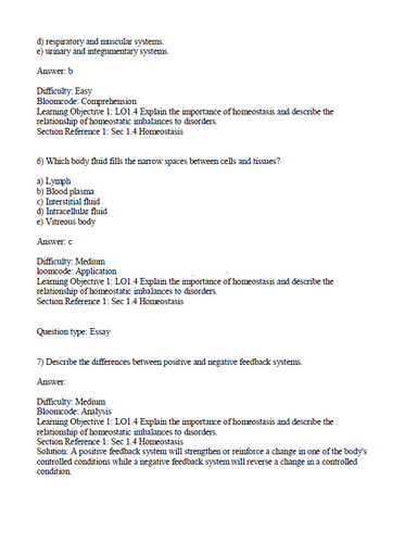 Principles of Anatomy and Physiology 16th Edition Tortora TEST BANK