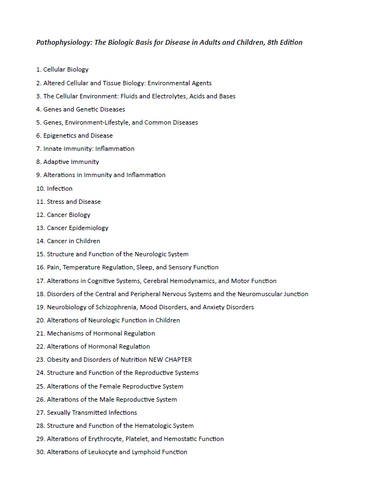 Pathophysiology The Biologic Basis for Disease 8th Edition TEST BANK