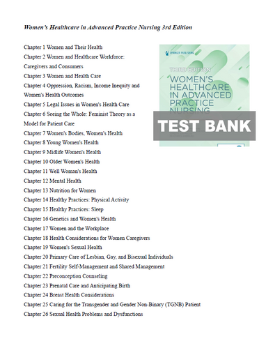 Womens Healthcare in Advanced Practice Nursing 3rd Edition TEST BANK