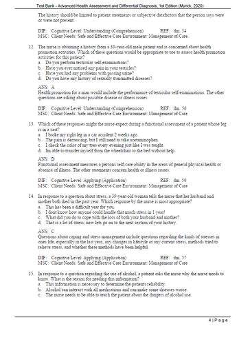 Advanced Health Assessment and Differential Diagnosis Essentials TEST BANK