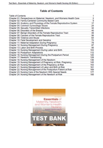 Essentials of Maternity Newborn and Women's Health Nursing 6th Edition Test Bank