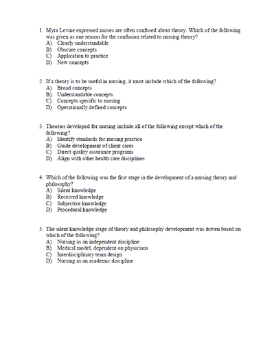 Theoretical Basis for Nursing 6th Edition TEST BANK [Chapter 1-20]