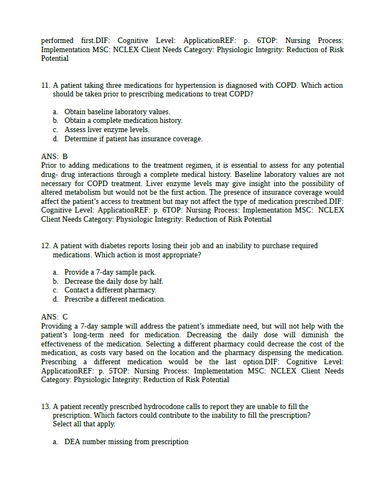 Lehnes Pharmacotherapeutics for Advanced Practice Providers Rosenthal Test Bank