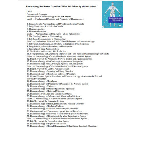 Pharmacology for Nurses Canadian Edition 3rd Edition TEST BANK