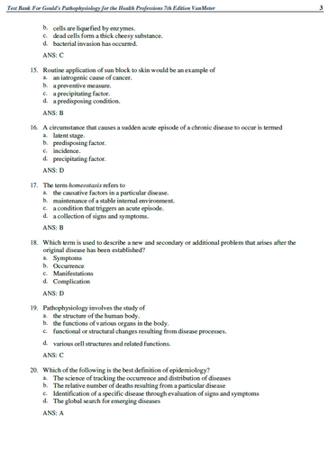 Gould’s Pathophysiology for the Health Professions 7th Edition TEST BANK