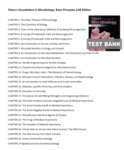 Talaros Foundations in Microbiology Basic Principles 12th Edition TEST BANK