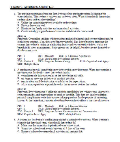 Contemporary Practical Vocational Nursing 9th Edition Test Bank