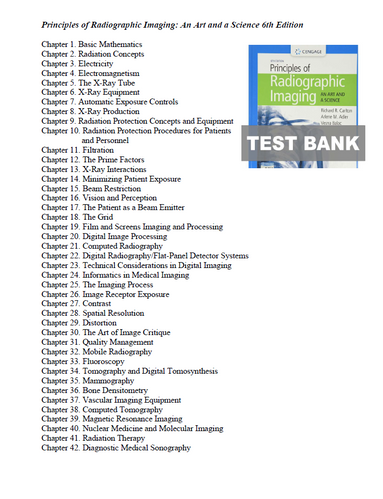 Principles of Radiographic Imaging An Art and a Science 6th Edition Test Bank