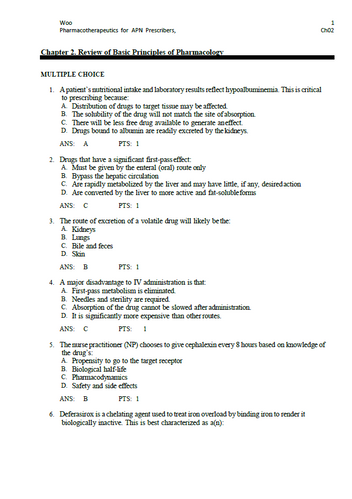 Pharmacotherapeutics for Advanced Practice Nurse Prescribers 6 Edition Test Bank
