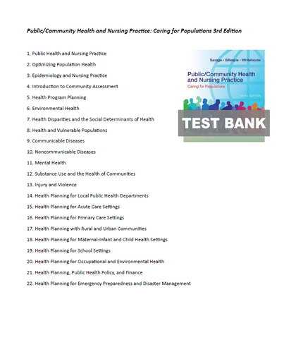 Public Community Health and Nursing Practice 3rd Edition Test Bank