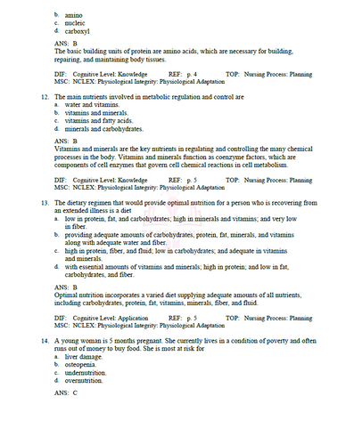 Williams Basic Nutrition and Diet Therapy 16th Edition TEST BANK