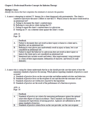 Phillips's Manual of I.V. Therapeutics 8th Edition TEST BANK