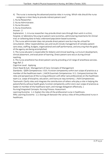 Health and Physical Assessment In Nursing 4th Edition TEST BANK