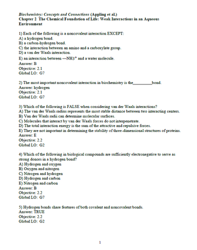 Biochemistry Concepts and Connections 2nd Edition TEST BANK