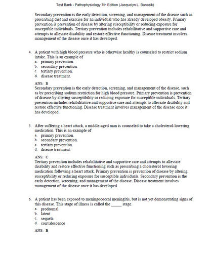 Pathophysiology 7th Edition Banasik TEST BANK
