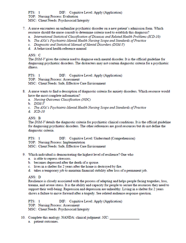 Varcarolis Foundations of Psychiatric Mental Health Nursing 10thEdition TestBank