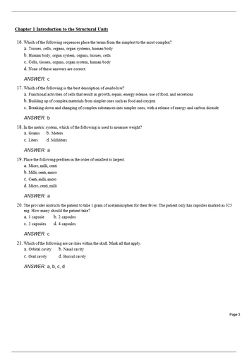 Body Structures and Functions 13th Edition Test Bank