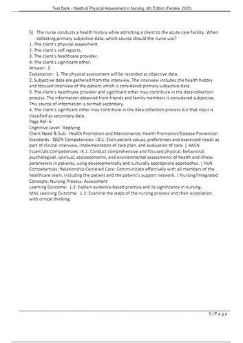 Health and Physical Assessment In Nursing 4th Edition TEST BANK