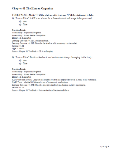 Seeley's Anatomy & Physiology 13th Edition Cinnamon TEST BANK
