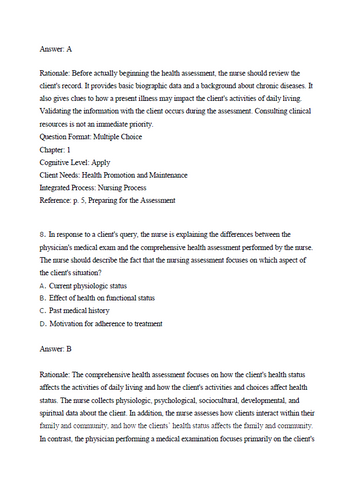 Health Assessment in Nursing 7th Edition Weber - Test Bank