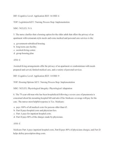 Gerontological Nursing 10th Edition Eliopoulos TEST BANK