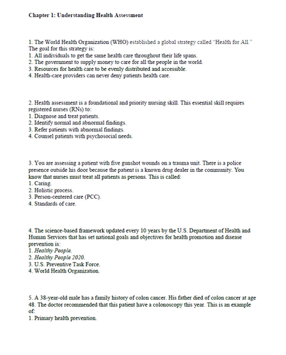 Essential Health Assessment 2nd Edition TEST BANK 9781719642323