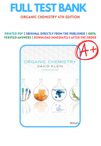 Organic Chemistry 4th Edition David Klein Test Bank