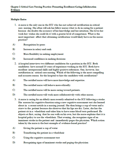 Critical Care Nursing A Holistic Approach 12th Edition Test Bank