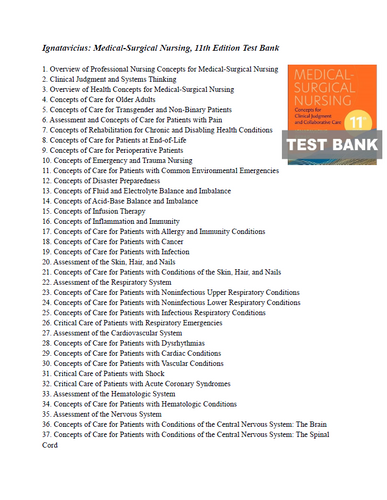 Medical-Surgical Nursing 11th Edition Ignatavicius Test Bank