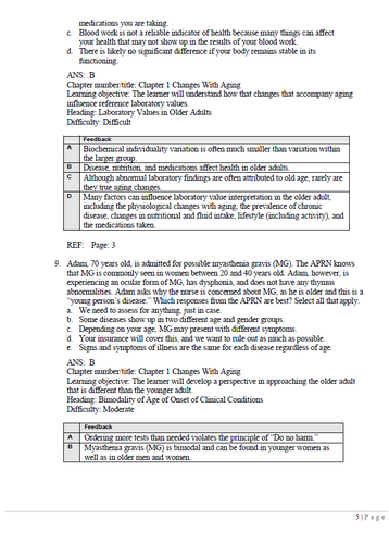 Advanced Practice Nursing in the Care of Older Adults 3rd Edition TEST BANK