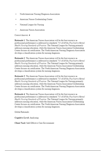 Psychotherapy for the Advanced Practice Psychiatric Nurse 3rd Edition Test Bank