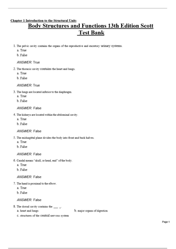 Body Structures and Functions 13th Edition Test Bank