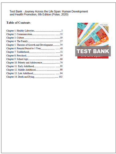 Journey Across the Life Span 6th Edition TEST BANK